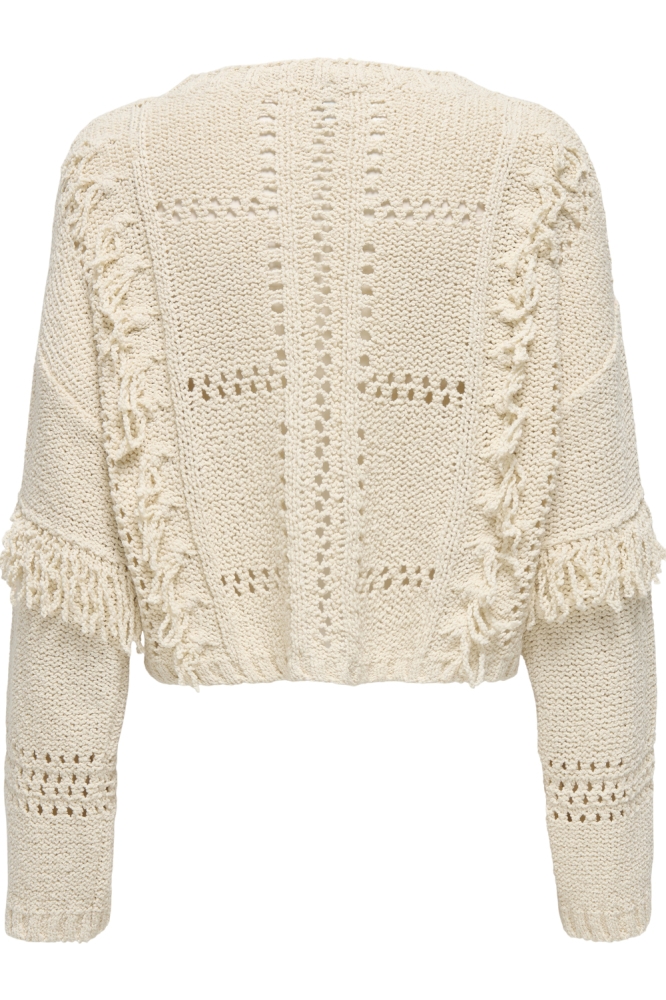ONLYRSA LIFE LS FRINGE O-NECK CC KN 15339645 BIRCH